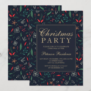 Modernes festliches, blumengrün-grünes Weihnachtsf Einladung