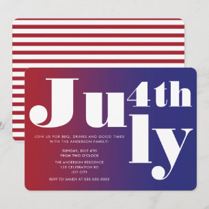 Modernes festliches Red Blue Gradient 4. Juli Einladung