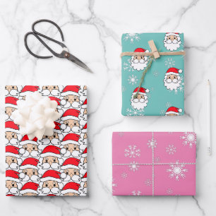 Modernes festliches und lustiges Weihnachtsbild Geschenkpapier Set