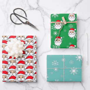 Modernes festliches und lustiges Weihnachtsbild Geschenkpapier Set