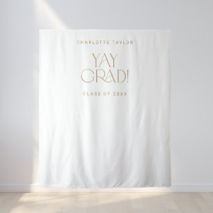Modernes Fete Gold Yay Grad Graduate Foto Hintergr Wandteppich