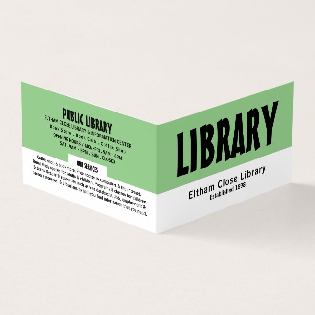 Modernes Fett, Bibliothek, Bibliothekar im Detail Visitenkarten (Vorderseite)