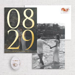 Modernes, fett großes Date-Foto Save the Date Folieneinladung