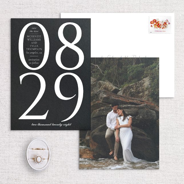 Modernes, fett großes Datum auf schwarzem Hintergr Save The Date (Von Creator hochgeladen)