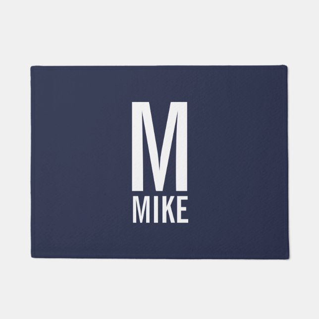Modernes, fett Personalisiertes Monogramm und Name Fußmatte (Vorderseite)