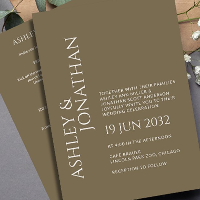 Modernes, fett und Minimalistisches Hochzeitsszena Einladung (Von Creator hochgeladen)