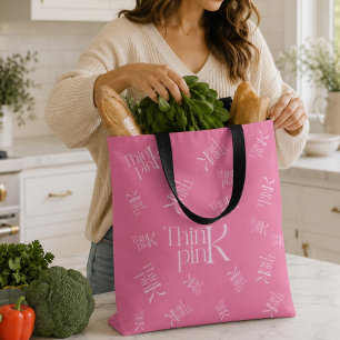 Modernes, fettes Think-Pink-Typografie-Logo Tasche