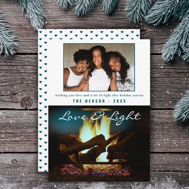 Modernes Feuerstück Holz Gemütliches Weihnachtsfes Karte (Von Creator hochgeladen)