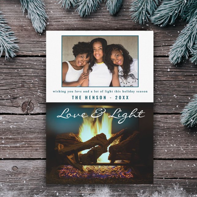 Modernes Feuerstück Holz Gemütliches Weihnachtsfes Karte (Von Creator hochgeladen)