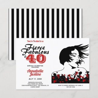 Modernes FIERCE FABULOUS & 40 stilvolle Geburtstag Einladung