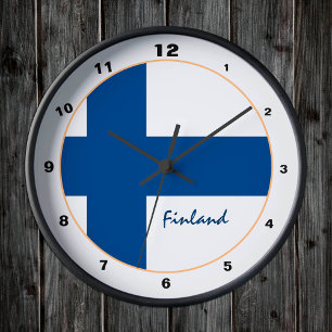 Modernes Finnland, Finnische Flagge trendy Zuhause Runde Wanduhr