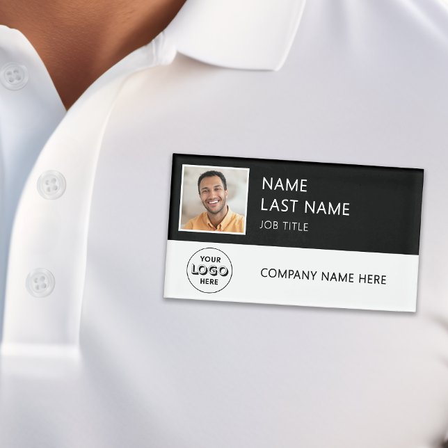 Modernes Firmenlogo Black Employee Foto Namenschild (Von Creator hochgeladen)