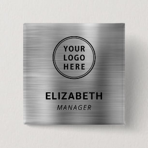 Modernes Firmenlogo Silber Namensschild Button