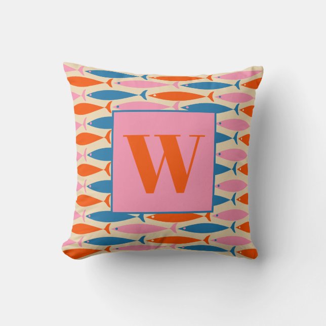 Modernes Fischmuster aus dem Mittelalter mit dem P Kissen (Vorderseite)