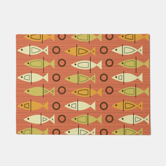 Modernes Fischmuster Orange Chartreuse aus dem Mit Fußmatte (Vorderseite)