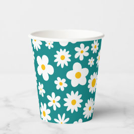 Modernes Flachbild-Graphic Daisy Aquamarin Blue Pappbecher