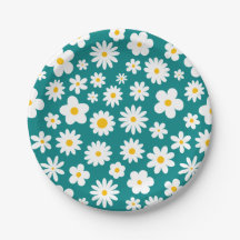 Modernes Flachbild-Graphic Daisy Aquamarin Blue
