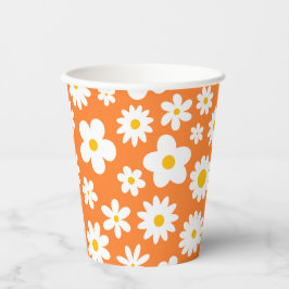 Modernes Flachbild-Graphic Daisy Orange Pappbecher