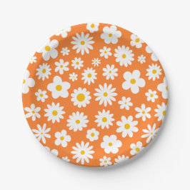 Modernes Flachbild-Graphic Daisy Orange Pappteller