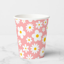 Modernes Flachbild-Graphic Daisy Pink Pappbecher