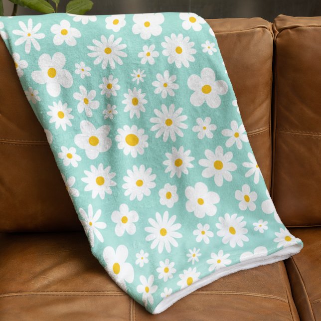 Modernes Flachbild-Graphic Daisy Robin's Egg Blue Fleecedecke (Von Creator hochgeladen)
