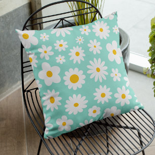 Modernes Flachbild-Graphic Daisy Robin's Egg Blue Kissen