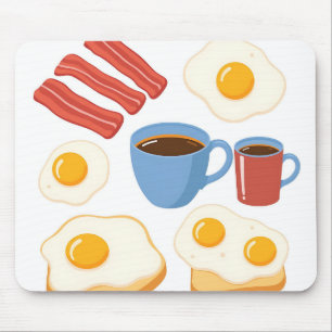 Modernes Flachdesign von Bacon Eggs Toast and Coff Mousepad