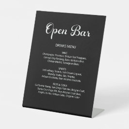 Modernes Flair Script Minimal Open Bar Black Weddi Sockelschild