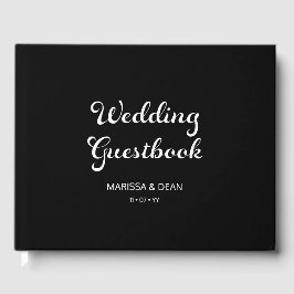 Modernes Flair Script Minimalistisch Black Wedding Gästebuch