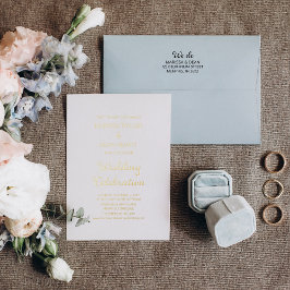 Modernes Flair Script Minimalistisch White Wedding Folieneinladung