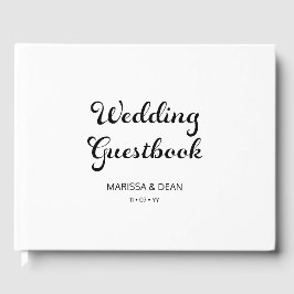 Modernes Flair Script Minimalistisch White Wedding Gästebuch