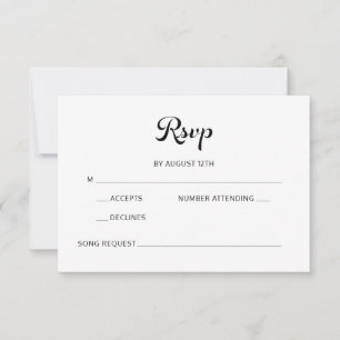 Modernes Flair Script Minimalistisch White Wedding RSVP Karte