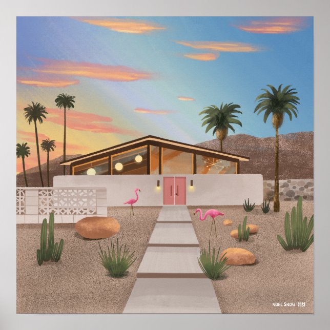 Modernes Flamingo-Haus aus dem Mittelalter Poster (Vorne)