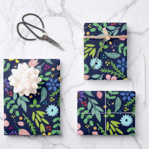 Modernes Floral Geschenkpapier Set