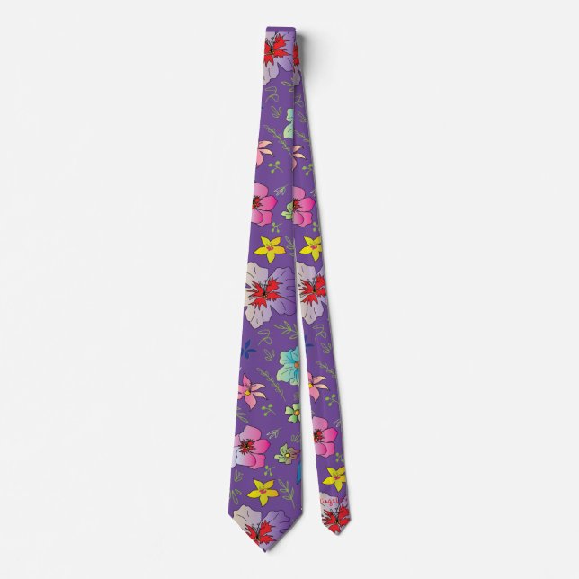 Modernes, florales Blume Muster Krawatte (Vorderseite)