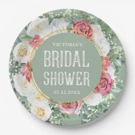 Modernes, florales Boho Brautparty dekorativ Pappteller