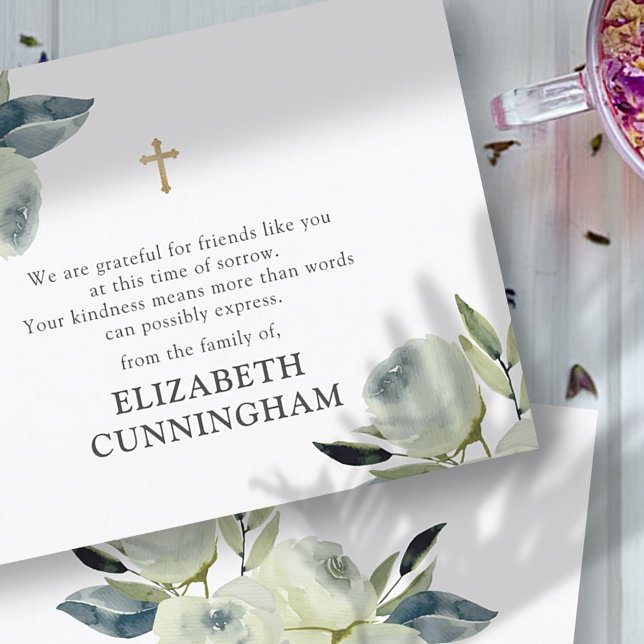 Modernes, florales Gold-Kreuz Dankeskarte (Von Creator hochgeladen)