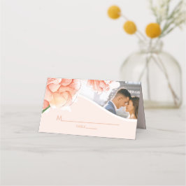 Modernes, florales Hochzeitsstil-Foto Platzkarte