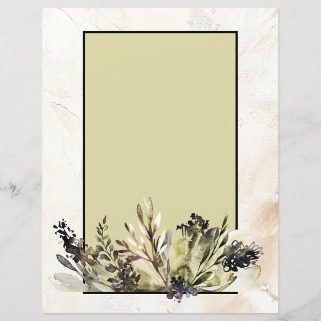 Modernes, florales Kohlepapier Zeichnend Scrapbook (Vorderseite)