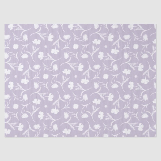 Modernes, florales Muster Chic Niedlich Lila Grau Seidenpapier (Vorderseite)