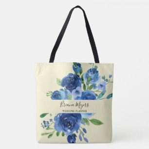 Modernes florales Navy-Yellow-Geschäft Tasche