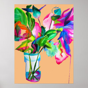 Modernes, florales Stillleben mit Jakobar-Aquarell Poster
