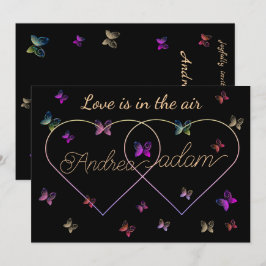 modernes Flugschmetterlingsherz Einladung