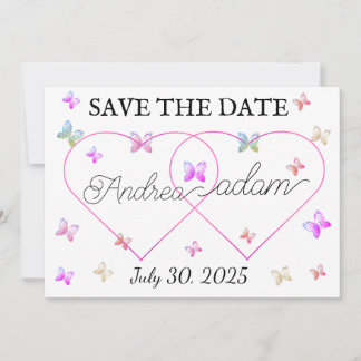 modernes Flugschmetterlingsherz Save The Date