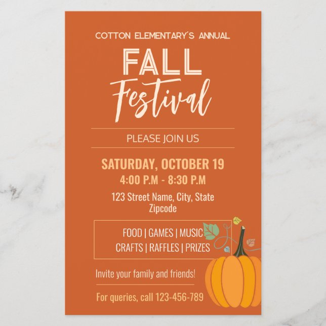 Modernes Flyer für Minimalistische Herbstfestspiel (Vorne)