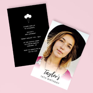 Modernes Foto 16. Geburtstag Einladung