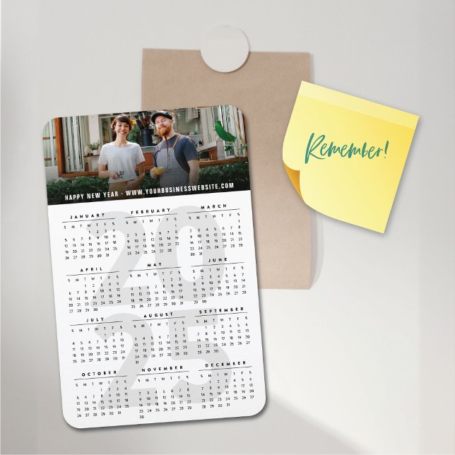 Modernes Foto 2023 Kalender Einfaches Neujahrsfest Magnet (Modern White 2025 Calendar Simple Holiday Photo Flexible Magnet @ fat_fa_tin)