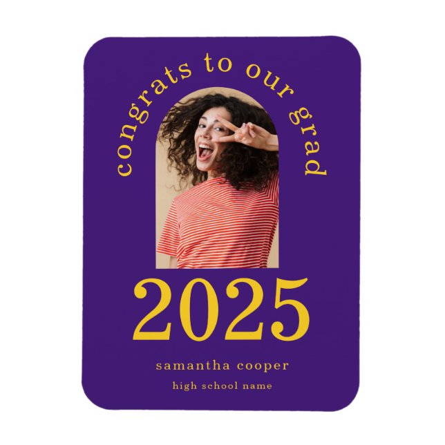 Modernes Foto 2024 Grad Lila Ankündigung Magnet (Vertikal)