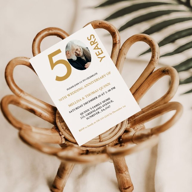 Modernes Foto 50. Hochzeitstag Einladung (Von Creator hochgeladen)
