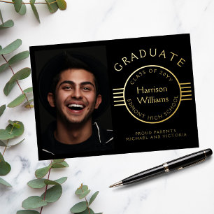 Modernes Foto Abschluss Graduate Gold Folieneinladung